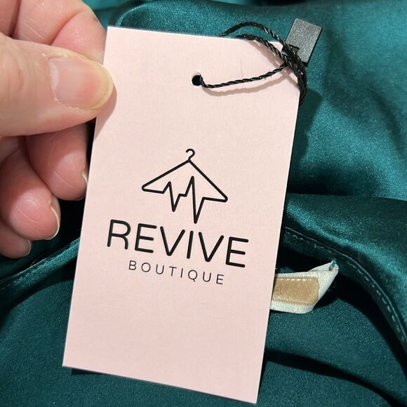 Jonathan Simkhai Green silk wrap asymetrical blouse EUC Size large - Picture 11 of 14